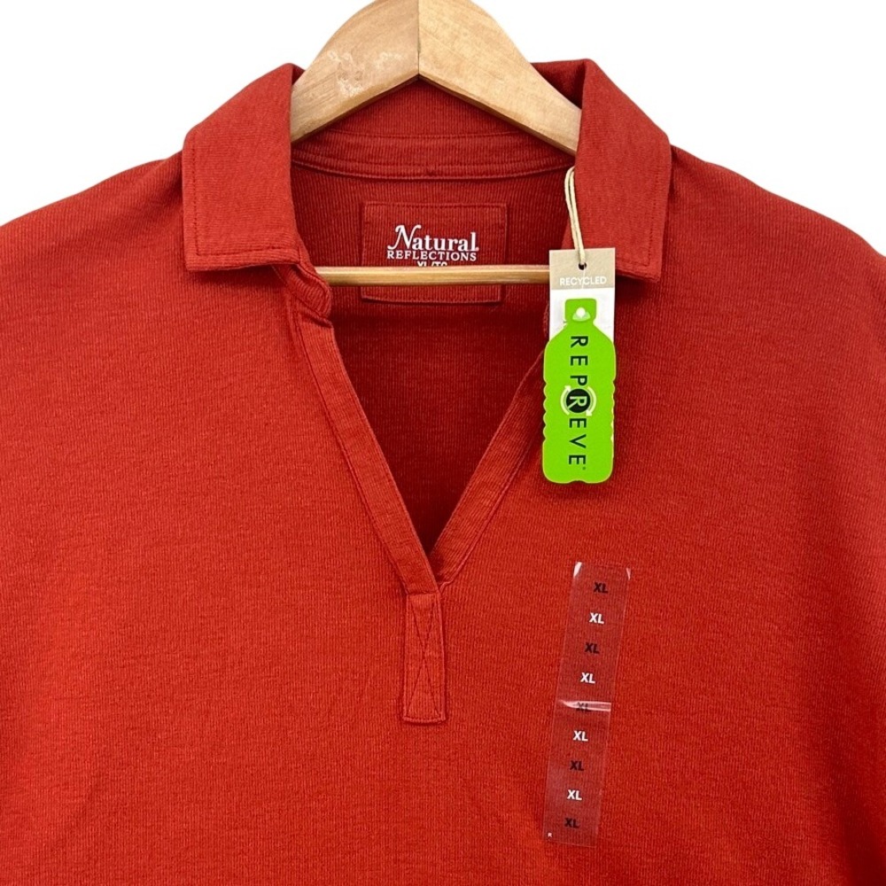 Natural Reflections Everyday REPREVE V-Neck Long Sleeve Shirt XL Burnet Orange